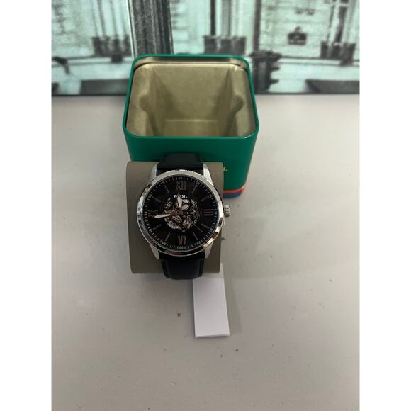 Fossil BQM7127 Flynn Black Leather Skeleton Men\'s Watch main image 6